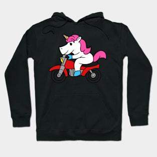 Unicorn Riding Motorcycle T-Shirt Funny Magical- Hoodie